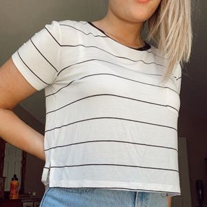 black and white striped tee